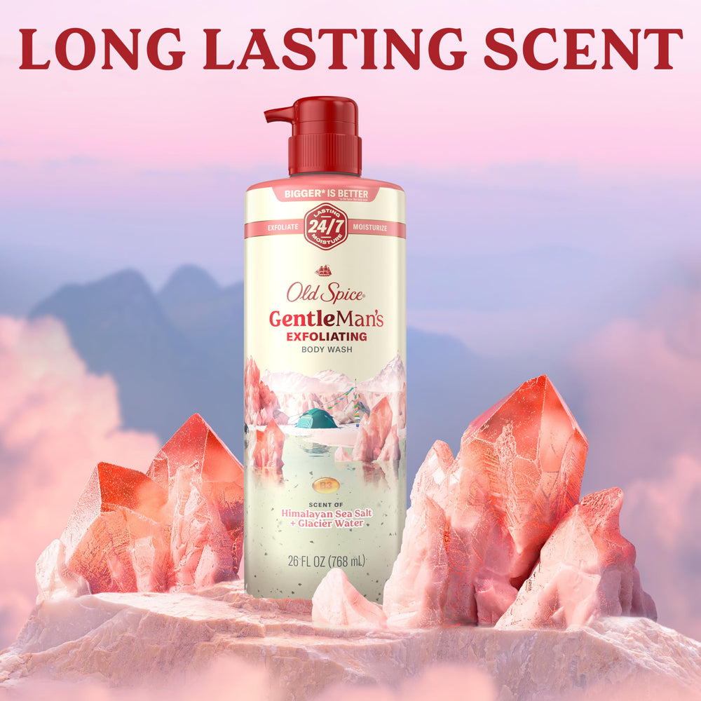 Glacier Water scent element on Old Spice GentleMan's body wash bottle
