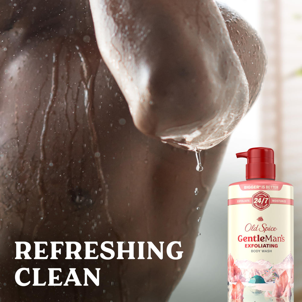 Packaging highlights Himalayan Sea Salt within Old Spice GentleMan's body wash