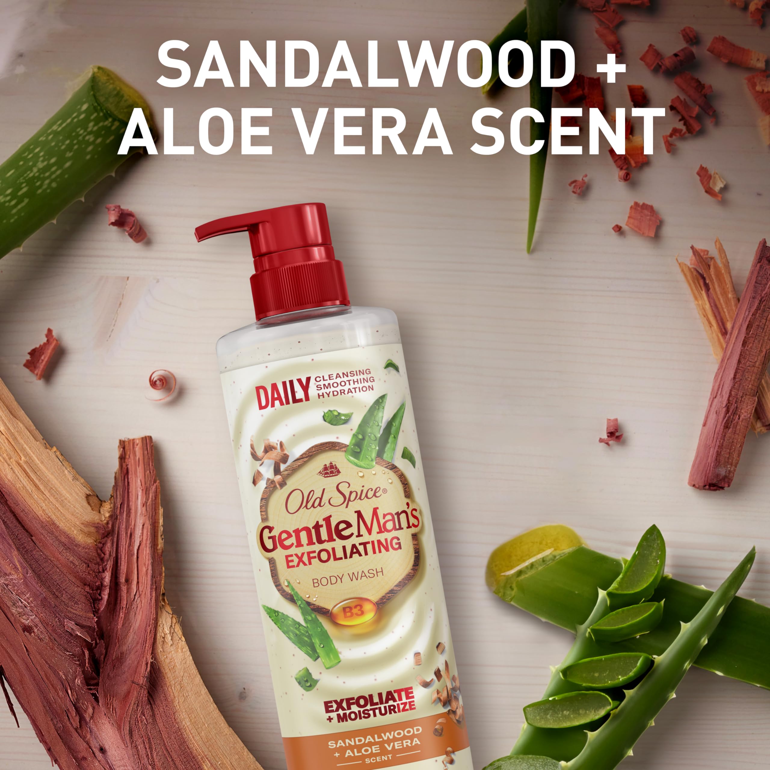 Old Spice GentleMan's Collection exfoliating body wash foam close-up conveys rich lather.