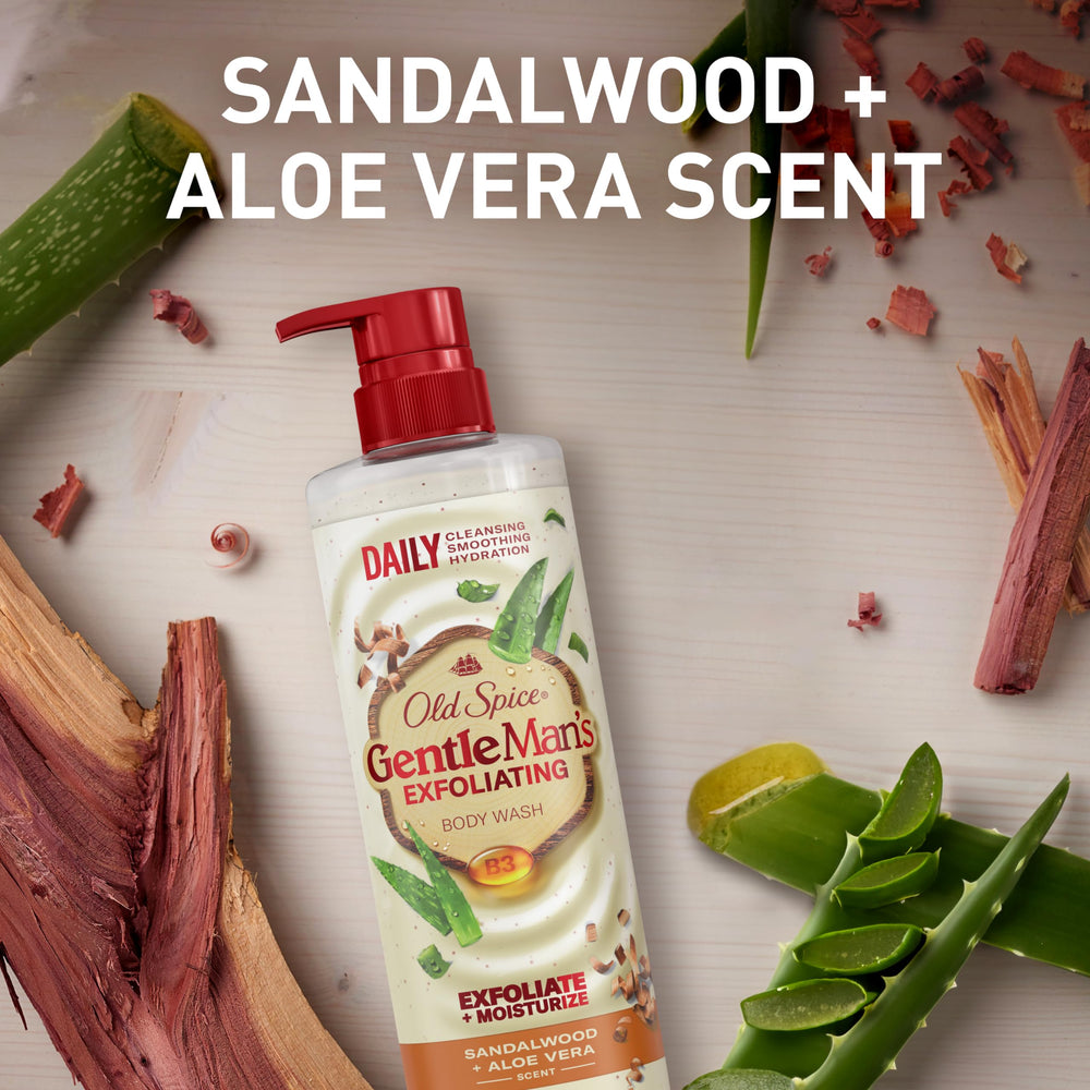 Old Spice GentleMan's Collection exfoliating body wash foam close-up conveys rich lather.