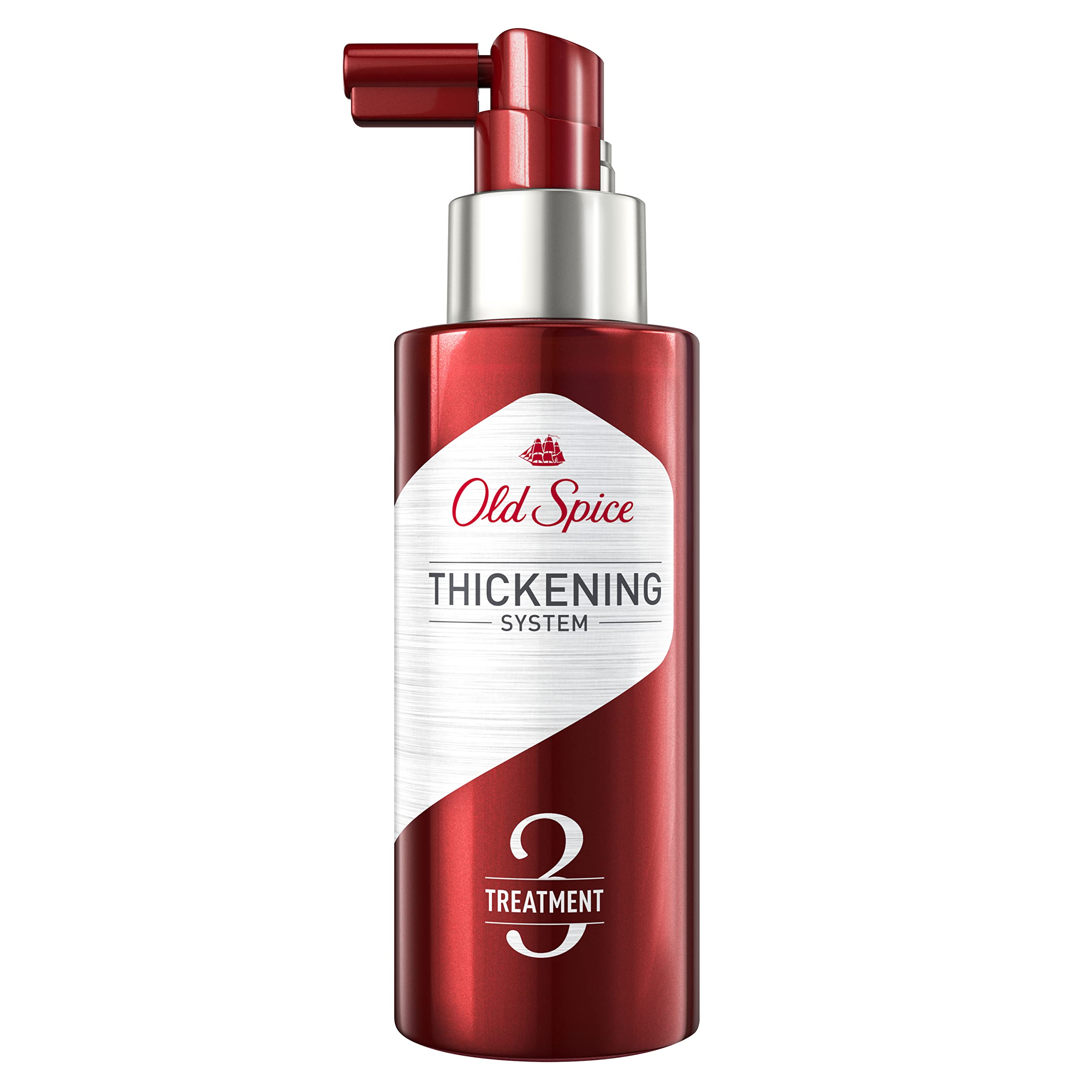 Old Spice hair thickening treatment bottle with castor oil for fuller-looking hair.