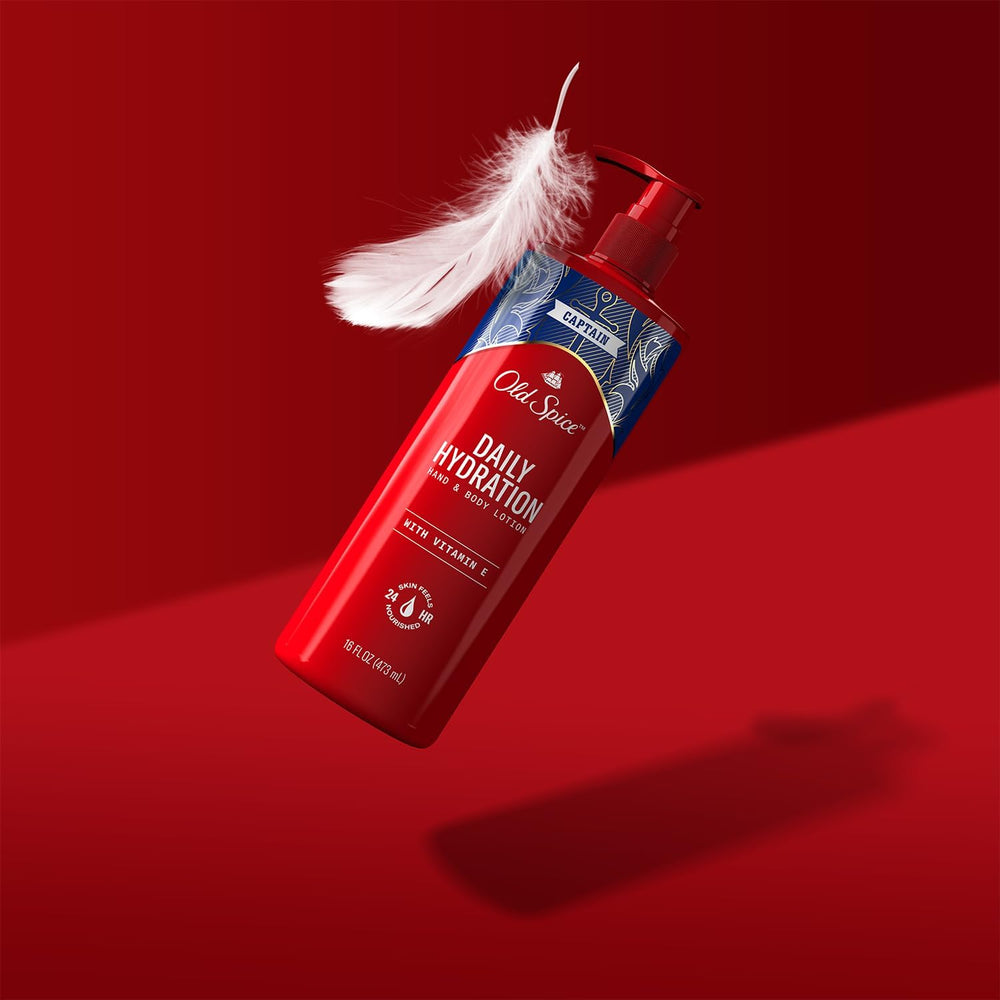 Old Spice hand and body lotion application shows easy, even daily coverage