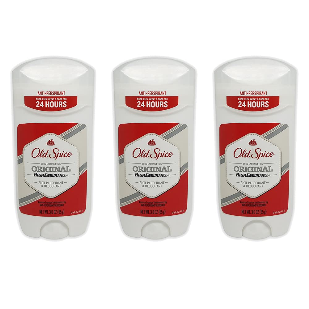 Old Spice High Endurance Original pack of 3 deodorants for lasting freshness.