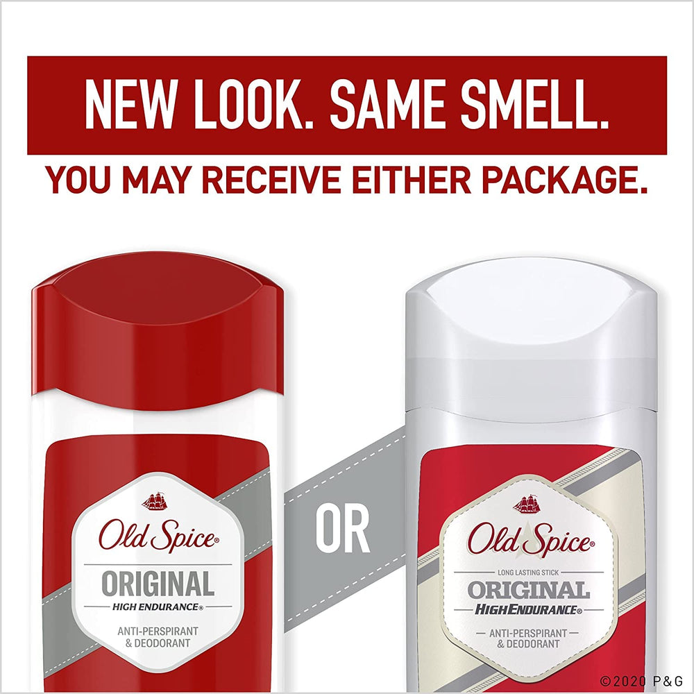 Old Spice High Endurance Original packaging close-up shows convenient five-pack.