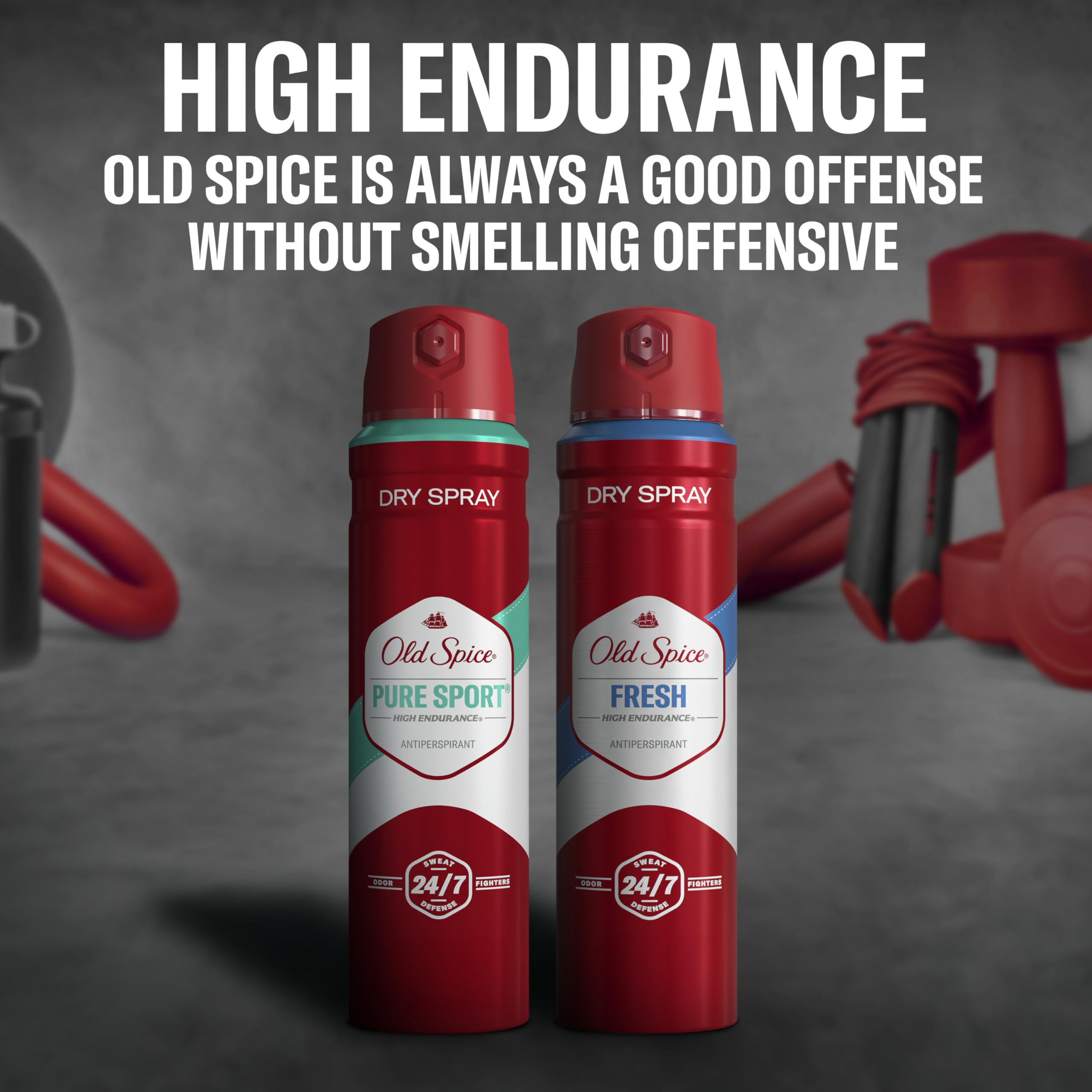 Old Spice 24/7 defense concept highlighted on label with odor protection messaging.