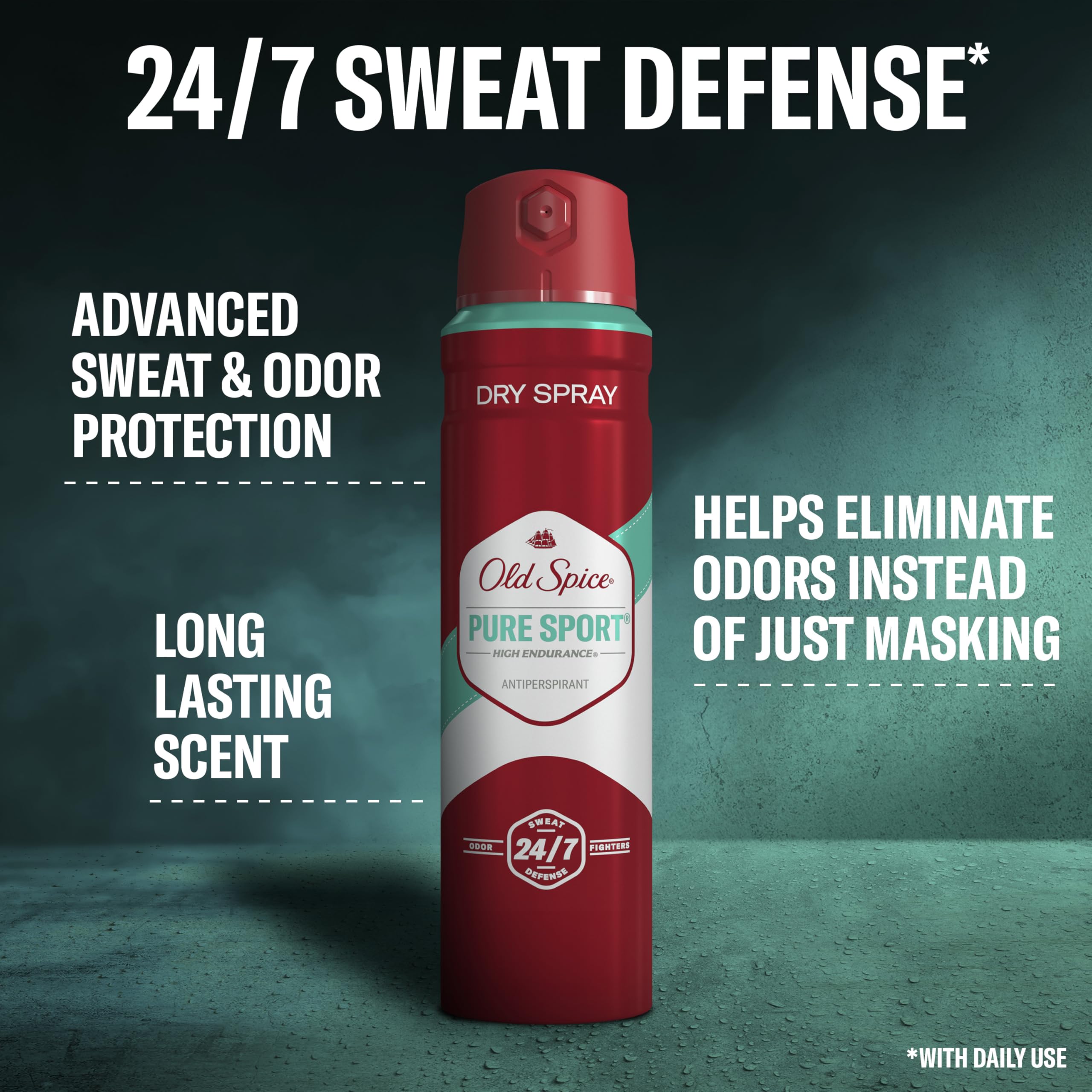 Old Spice Pure Sport compact pack close up shows travel friendly size.