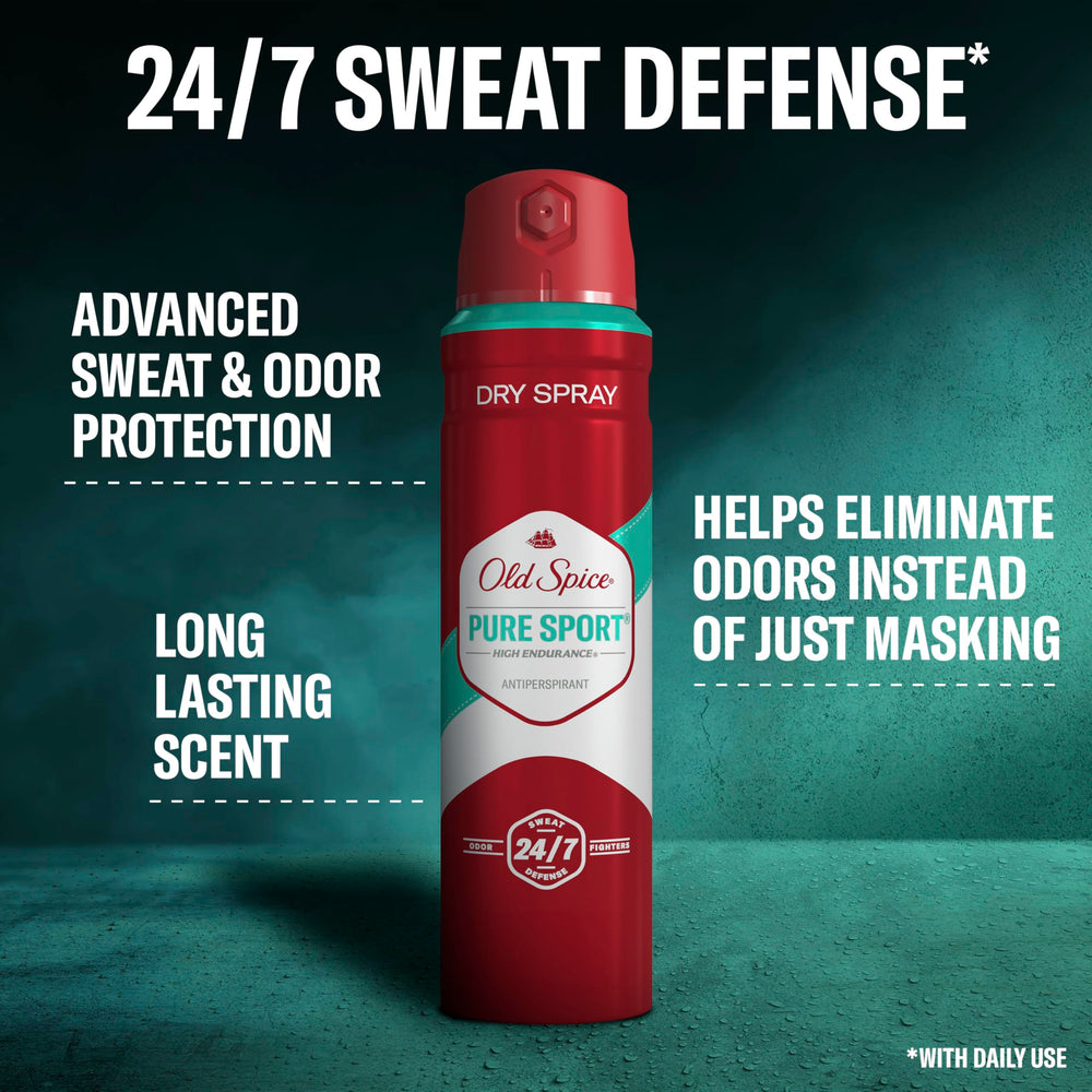 Old Spice Pure Sport compact pack close up shows travel friendly size.