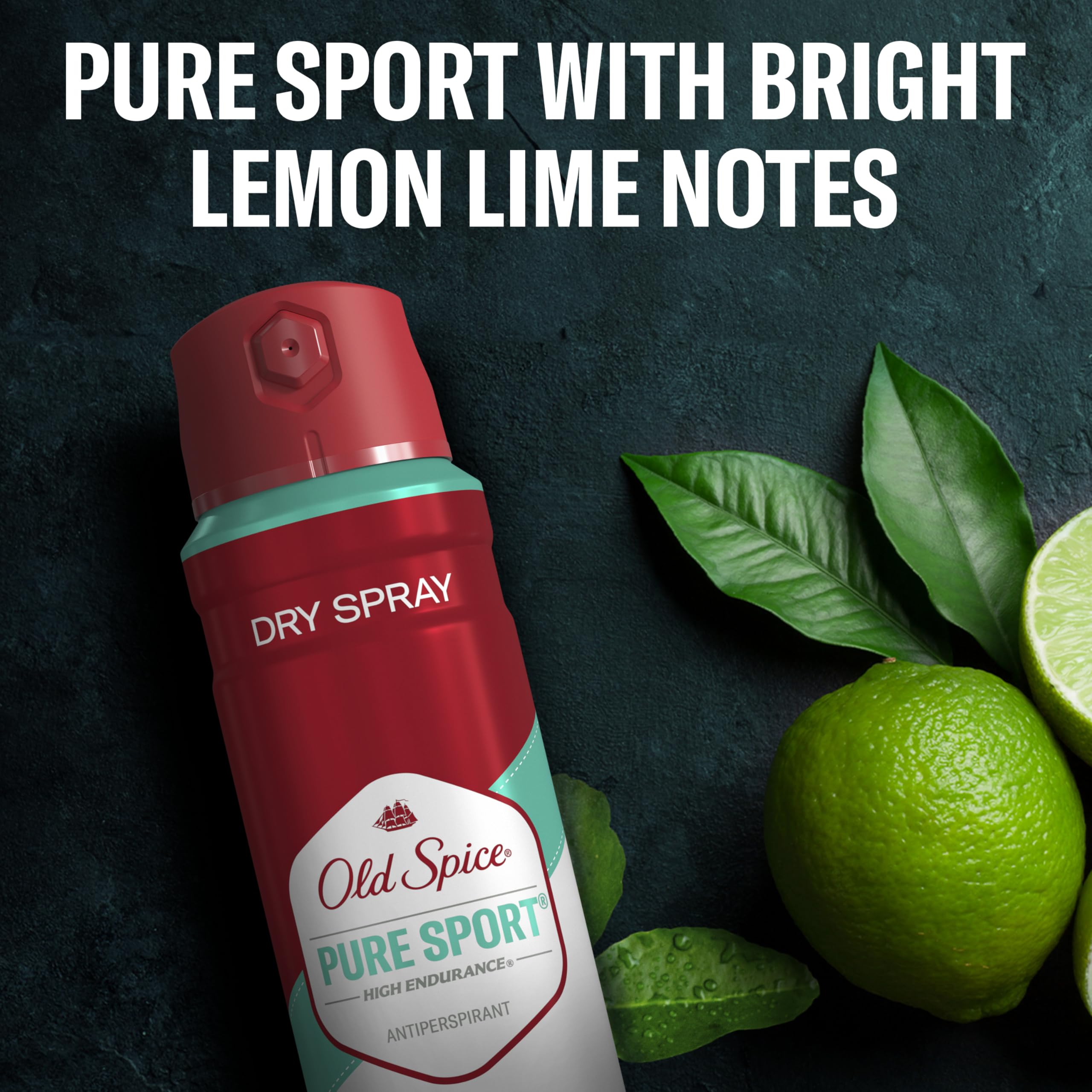 Old Spice Pure Sport scent on front evokes energized clean vibe.