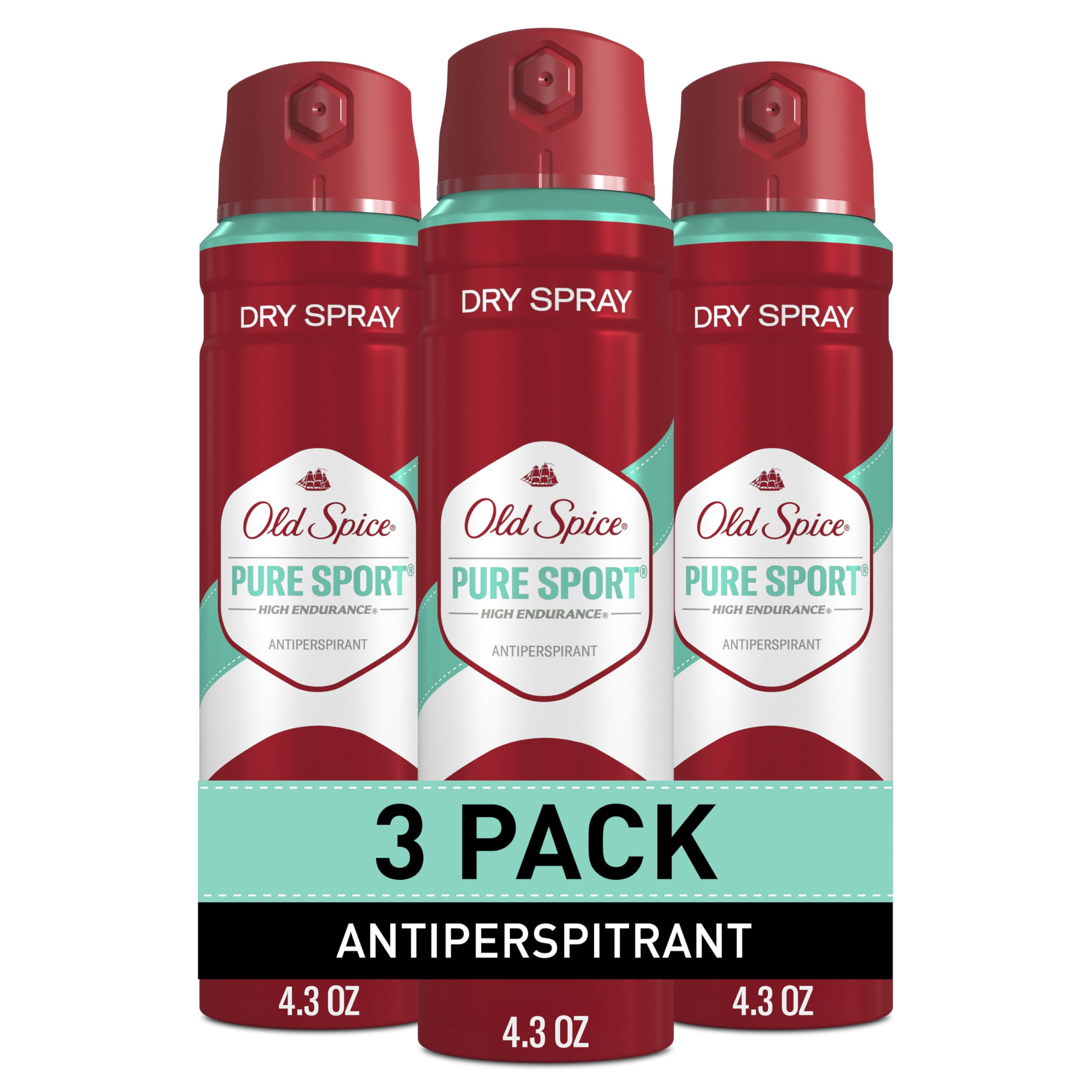 Old Spice High Endurance Pure Sport spray bottle ready for daily use with lasting freshness.