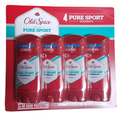 Old Spice High Endurance Pure Sport stick packaging shows rugged design for all-day protection.
