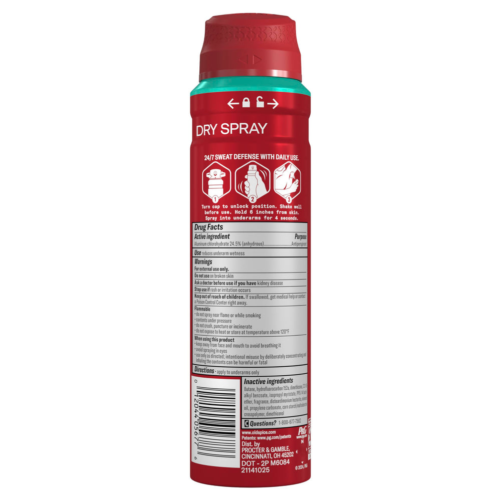 Old Spice Dry Spray formula appears quick dry and non sticky.