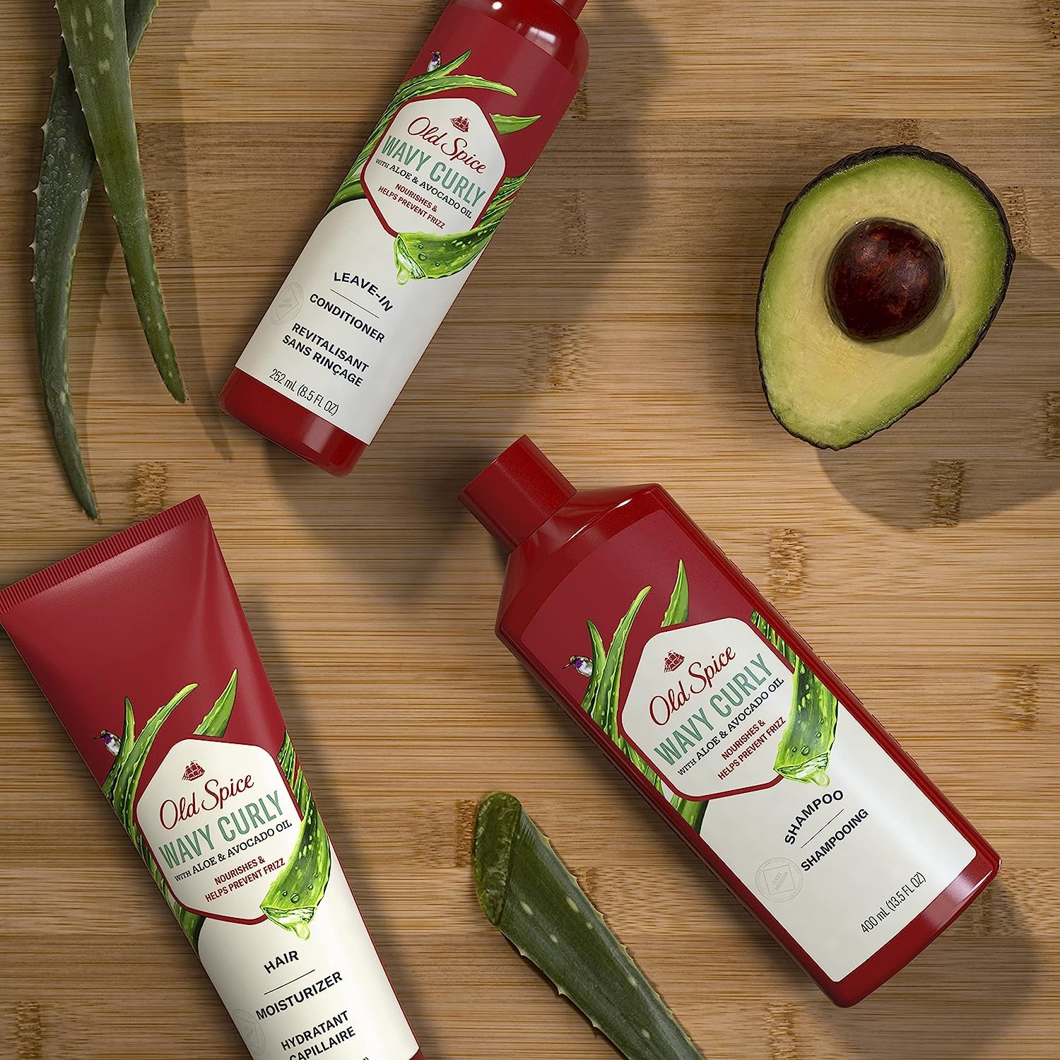 Old Spice ingredients avocado-oil aloe emphasizes nourishing moisture and scalp comfort