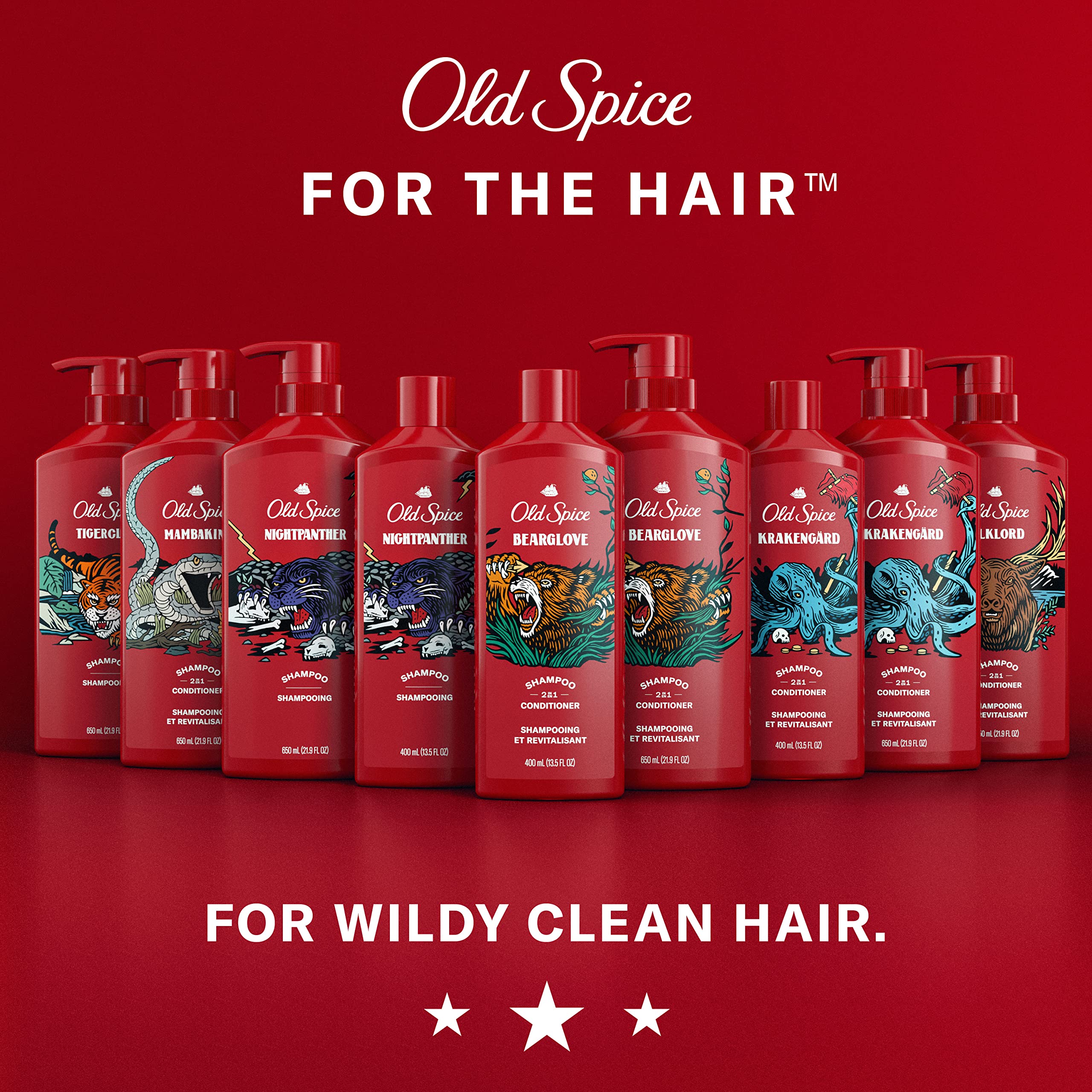 Old Spice Krakengard after-shower fresh hair ready for styling.