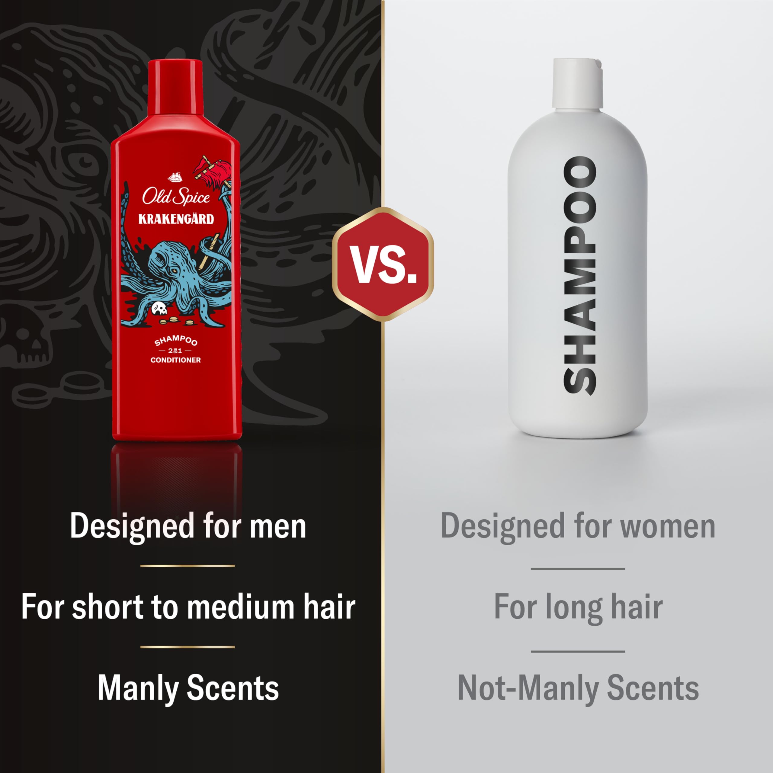 Old Spice Krakengard conditioner dispense shot demonstrates easy shower-time use.