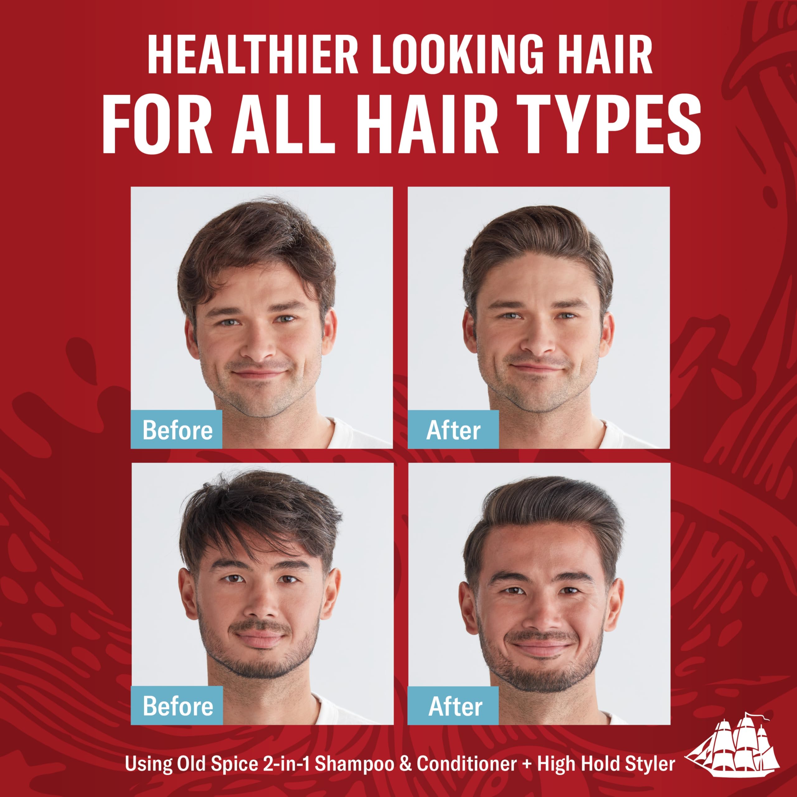 Old Spice Krakengard hair closeup reveals shinier, fuller-looking strands.