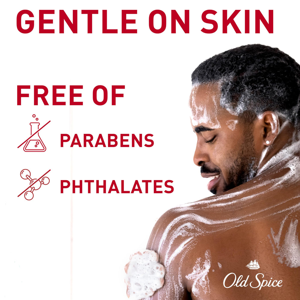 Old Spice moisture skin boost closeup highlights conditioning ingredients.