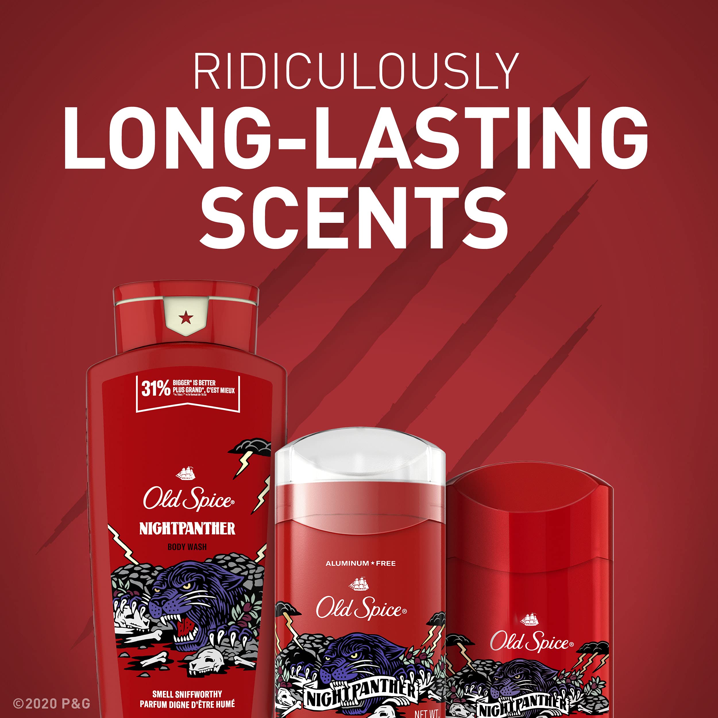 Old Spice NightPanther scent with dark chocolate, vanilla, citrus and herbal notes.