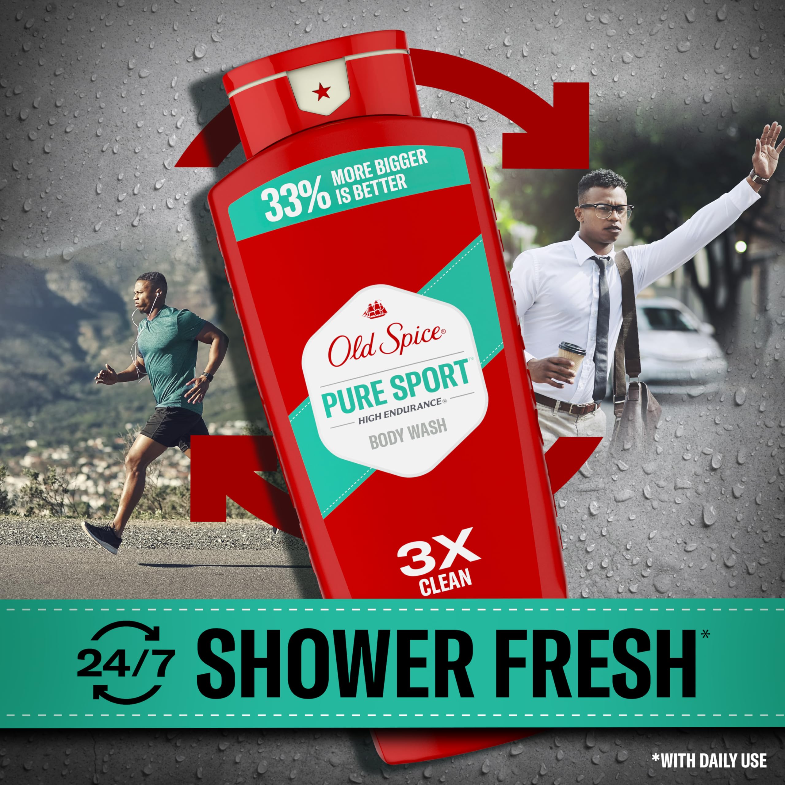 Old Spice odor protection removes dirt during shower