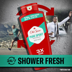 Old Spice odor protection removes dirt during shower