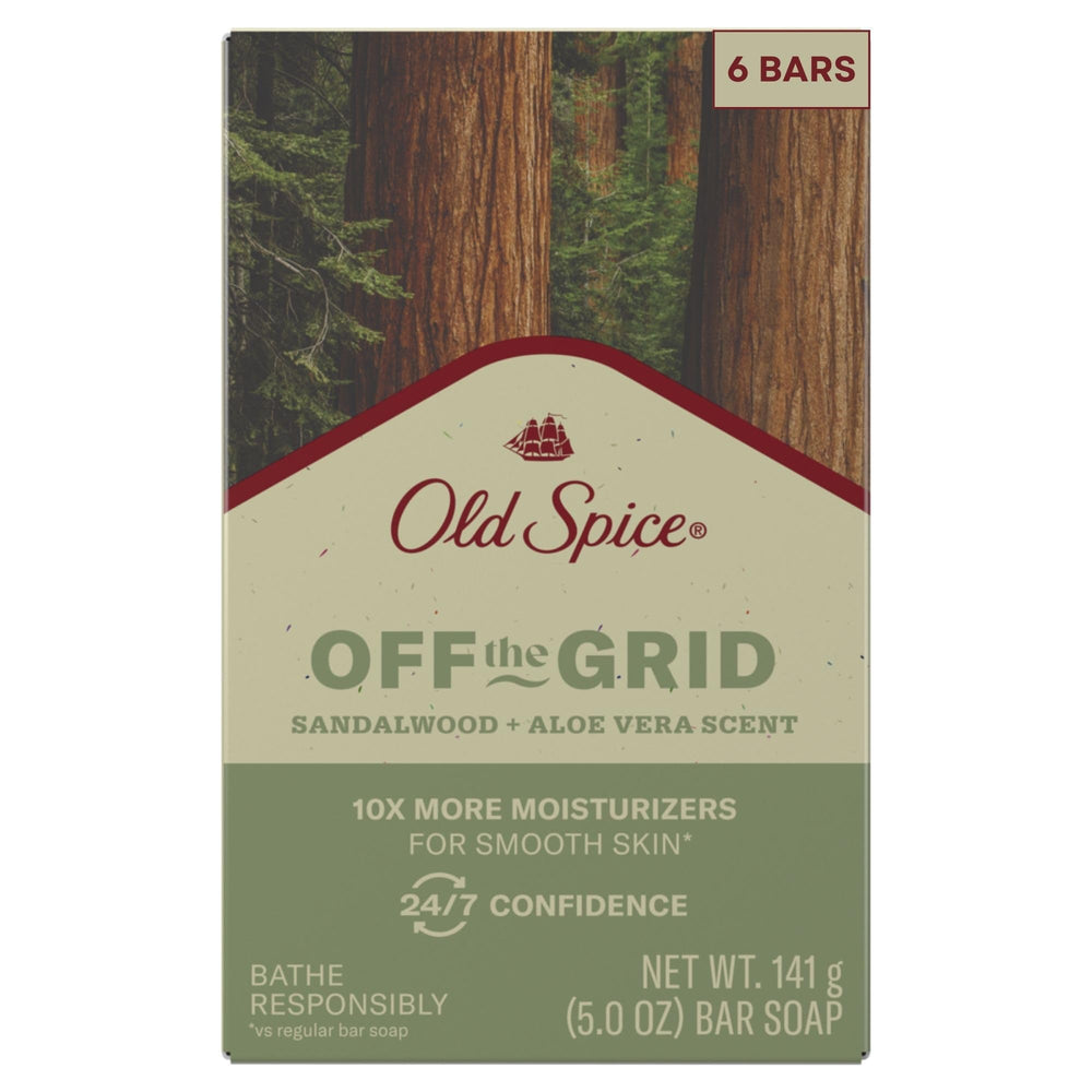 Old Spice Off the Grid sandalwood bottle for a woodsy scent ritual.