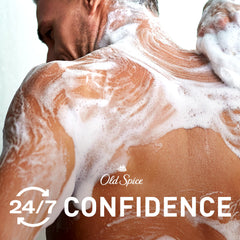 Old Spice Off the Grid sandalwood lather demonstrates rich shower foam.