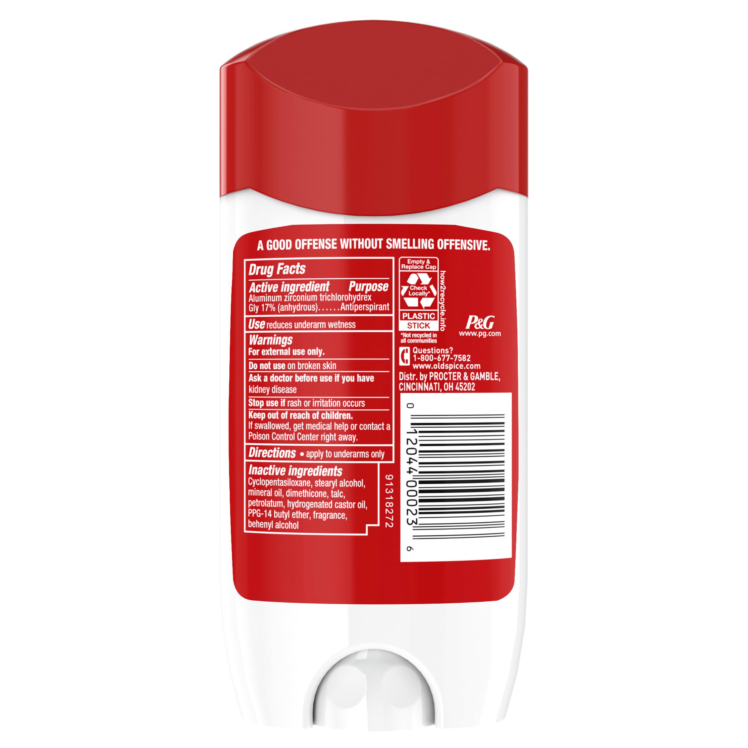 Old Spice Original Scent deodorant stick close-up for long-lasting fragrance.