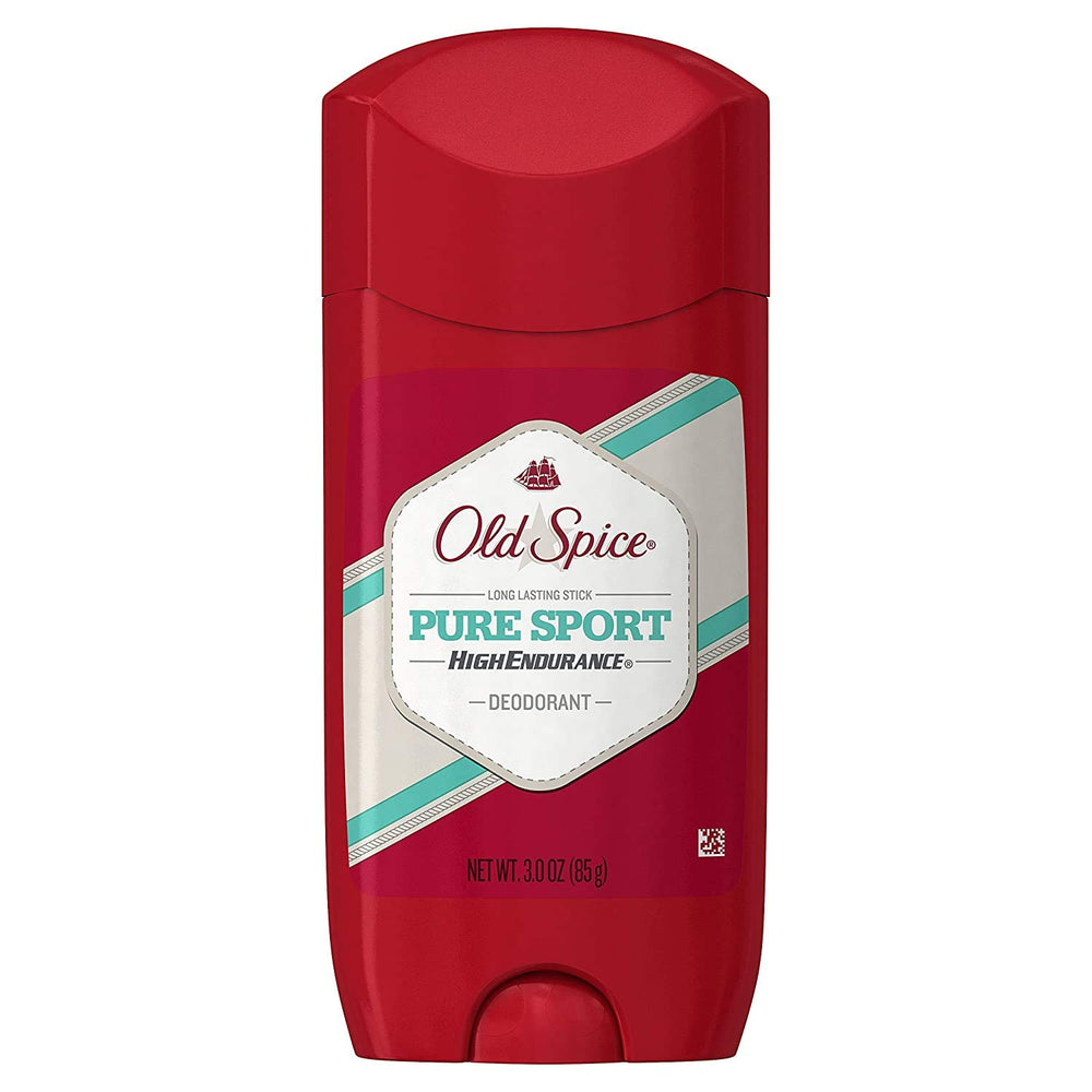 Old Spice Pure Sport six-pack box showcases durable protection and clean scent for on-the-go.