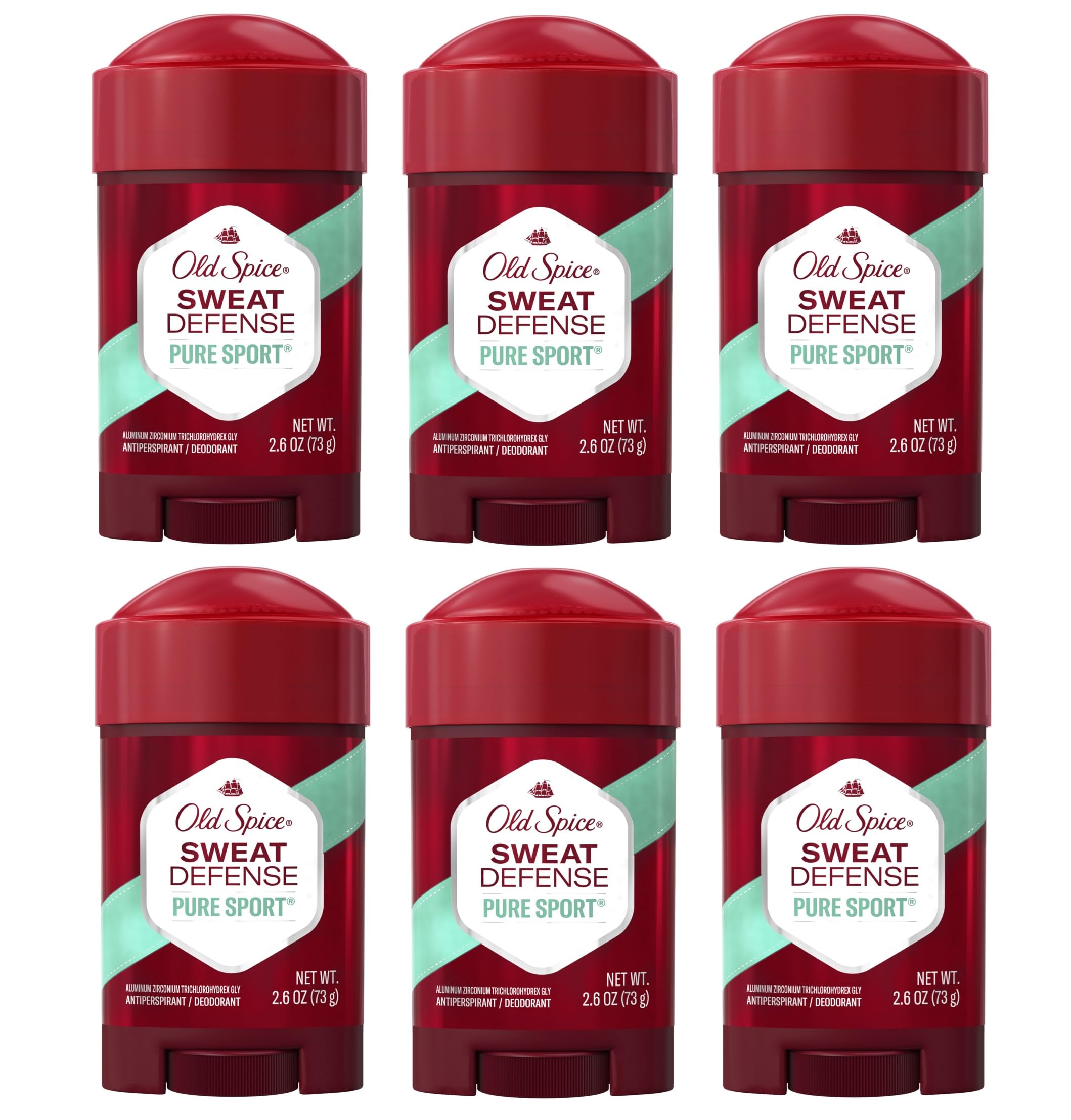 Old Spice Pure Sport Soft Solid 6-pack box displays value and lasting protection