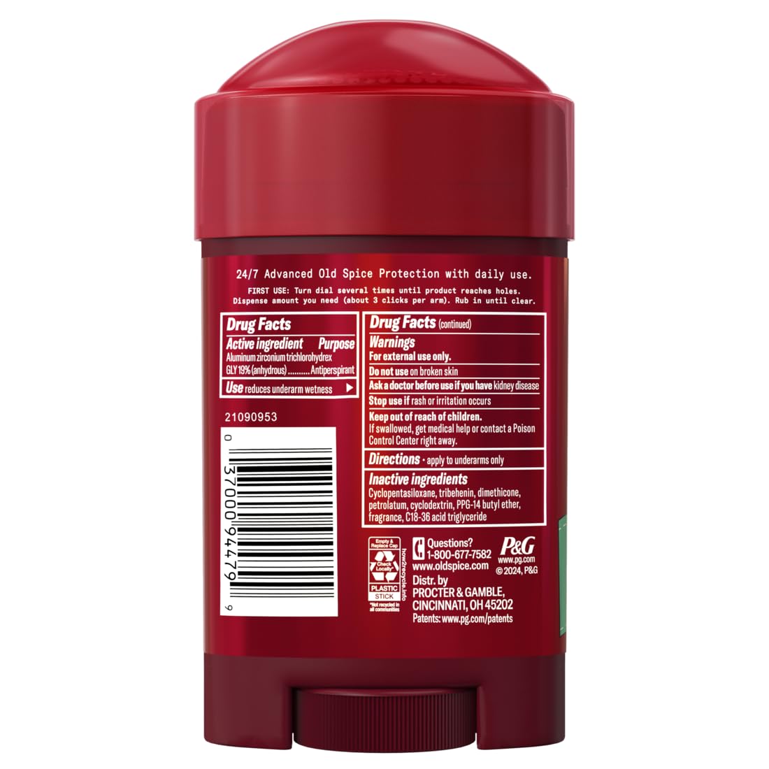 Old Spice Pure Sport Soft Solid cap close-up highlights mess-free packaging