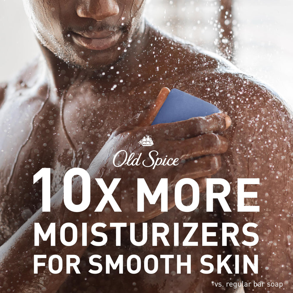 Old Spice Seas the Day bar soap closeup suds—rich lather for gentle cleansing.