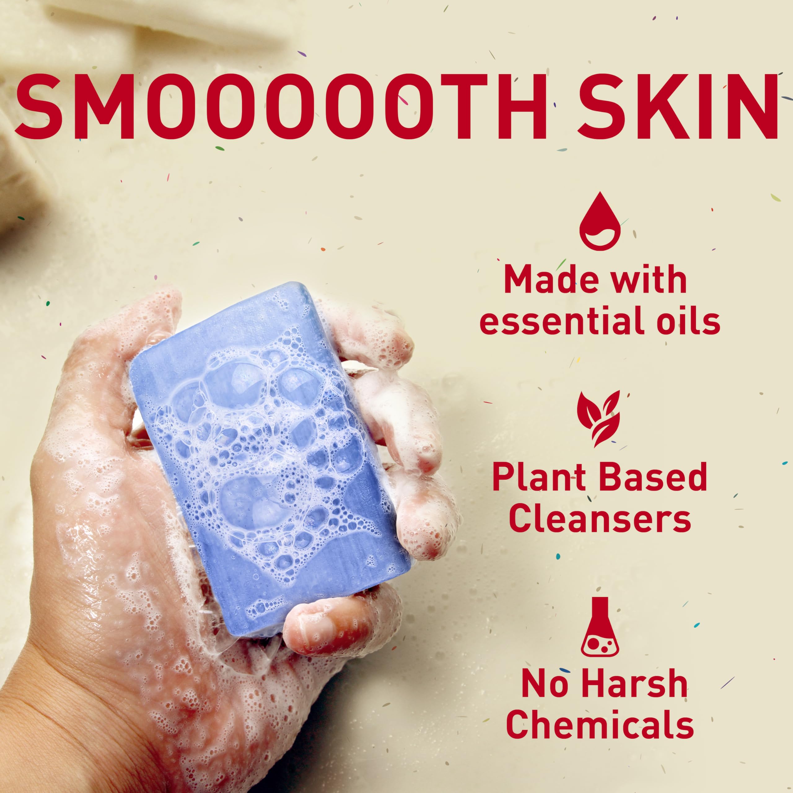 Old Spice Seas the Day bar soap lathering scene—soft skin after shower.