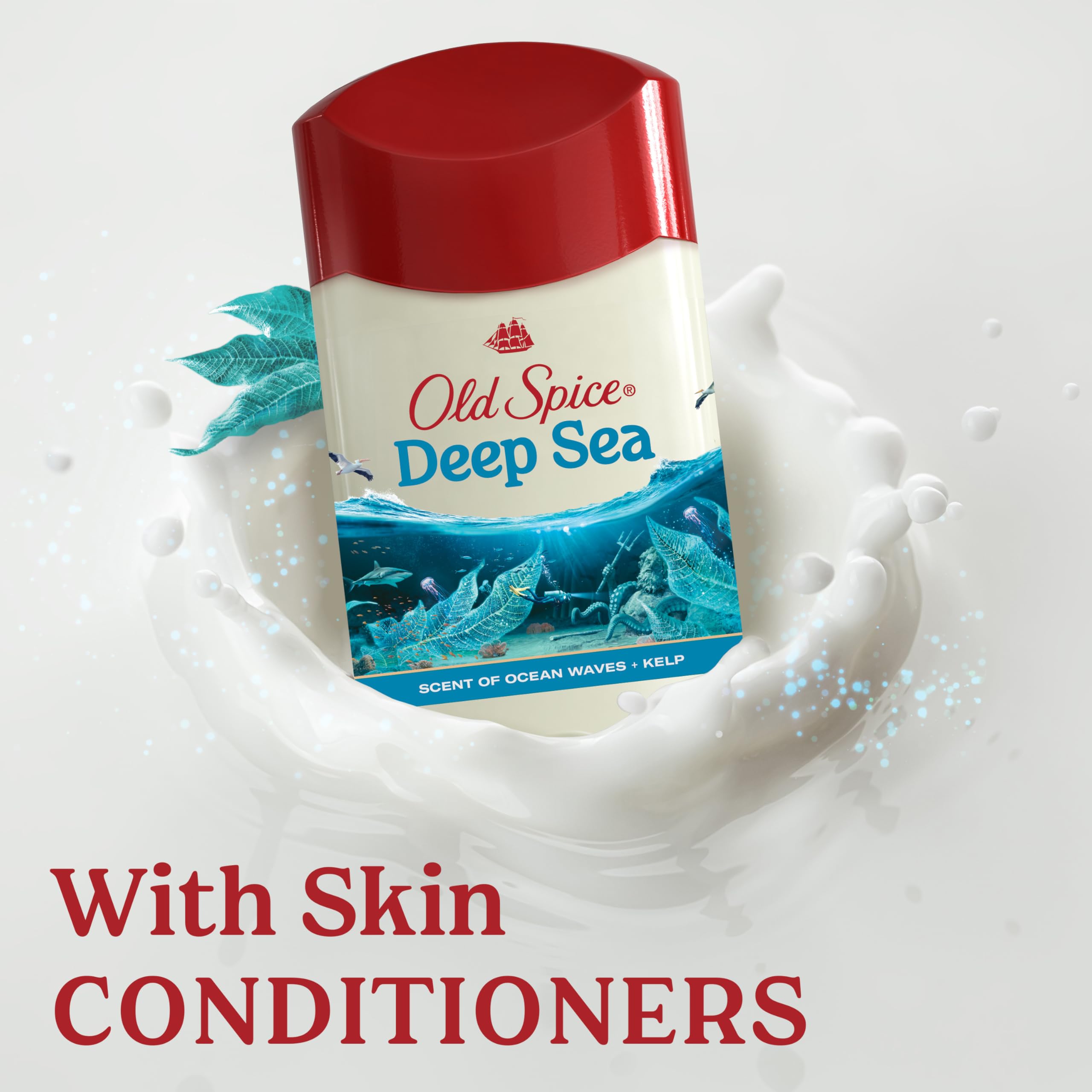 Old Spice skin-conditioning formula close-up on product.