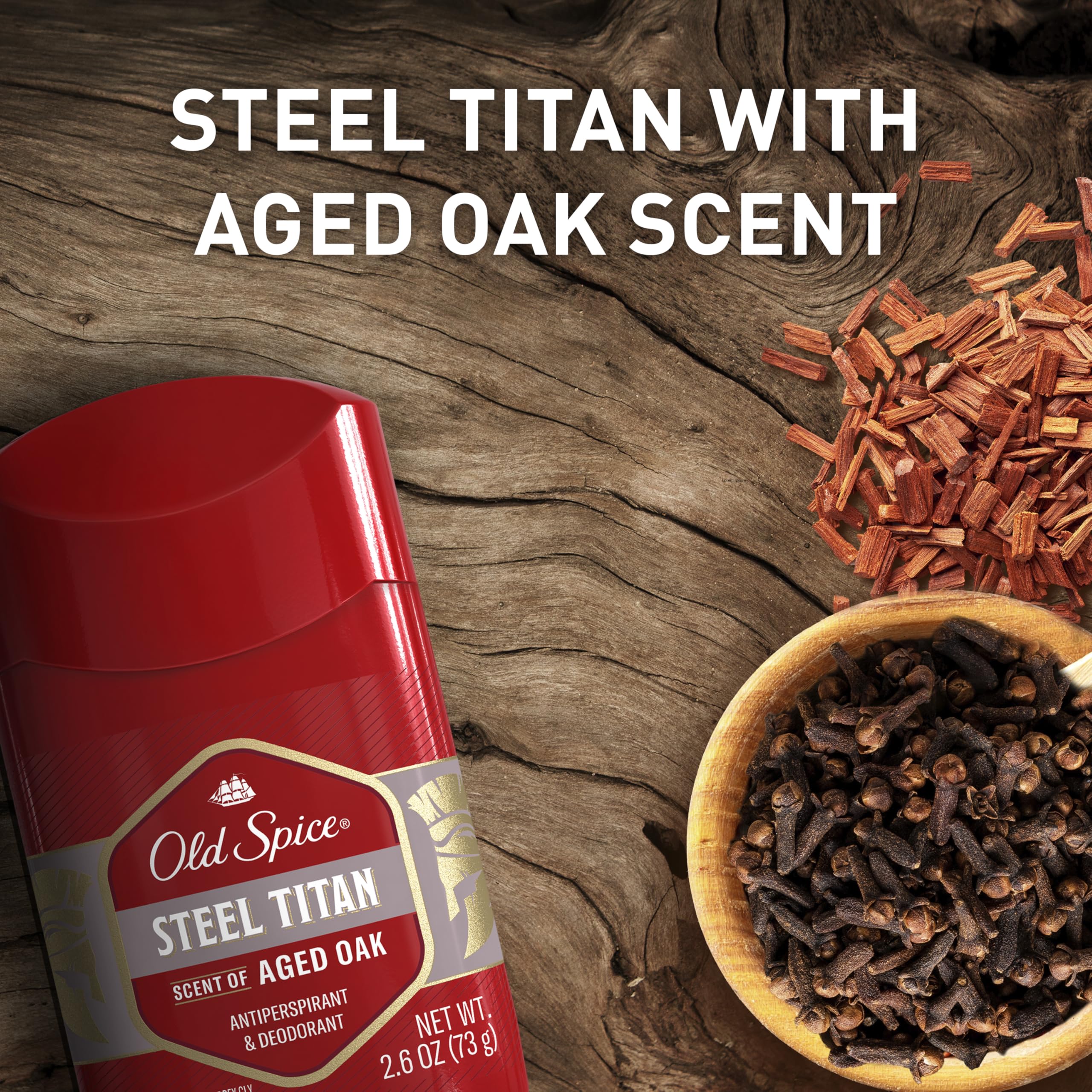 Old Spice Steel Titan armpit-dry visual conveys long-lasting dry feel during workouts.