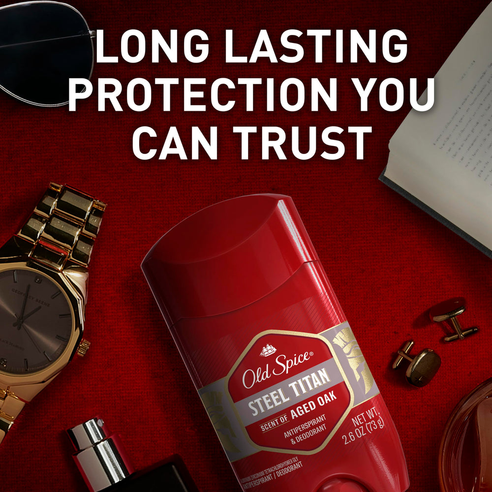 Old Spice Steel Titan side-by-side six-pack emphasizes convenient daily use.