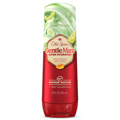 Old Spice Super Hydration bottle pour showing immediate moisture for dry skin.