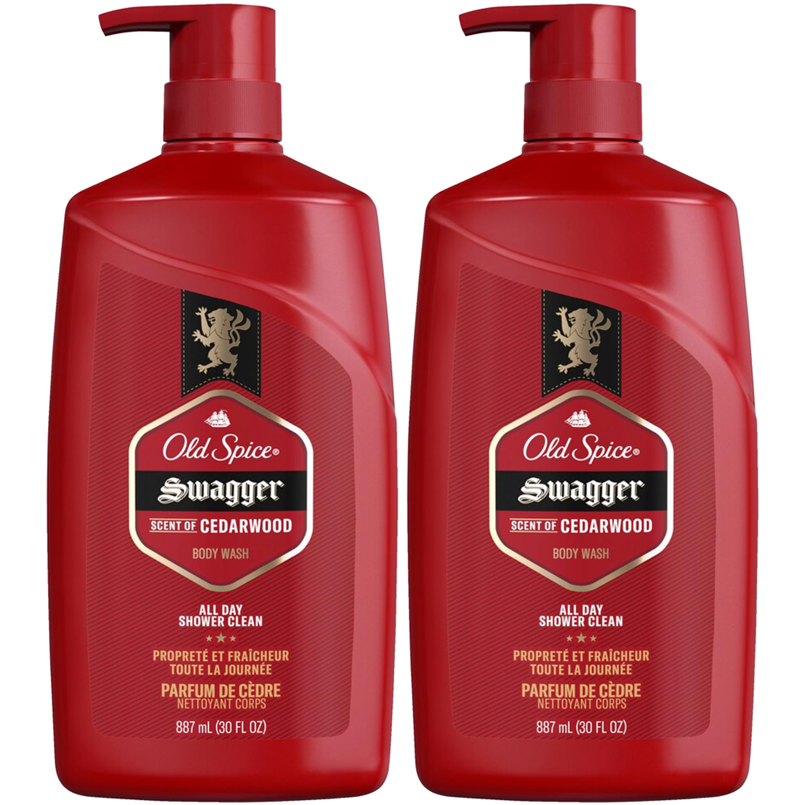 Old Spice Swagger body wash bottle pour shows lime and cedarwood scent for refreshed skin.