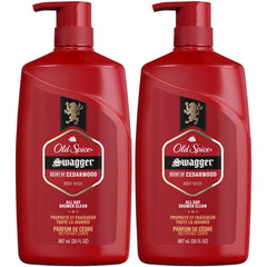 Old Spice Swagger body wash bottle pour shows lime and cedarwood scent for refreshed skin.