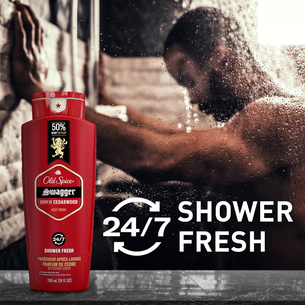 Old Spice Swagger cedarwood scent note evokes masculine aroma on the go.