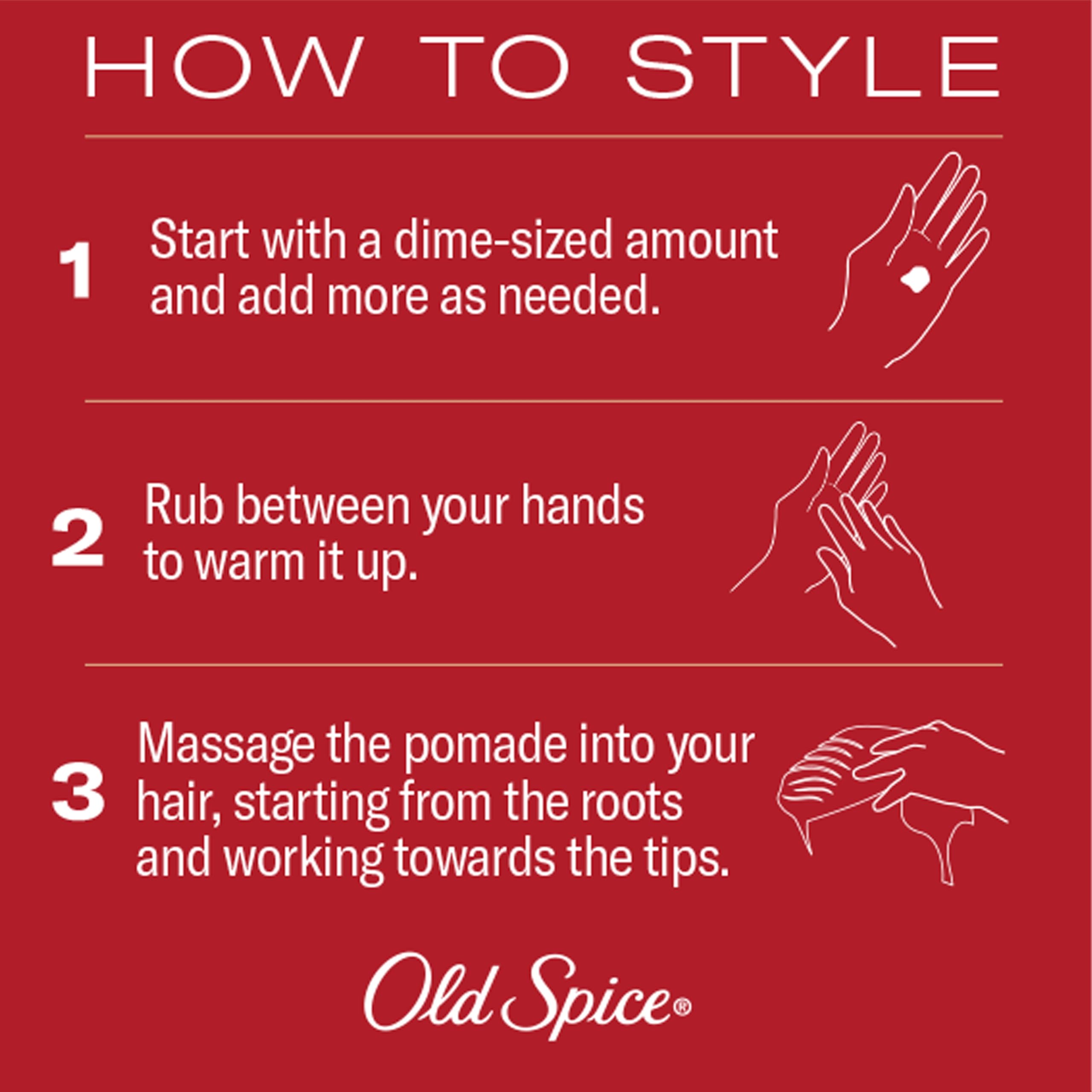 Old Spice Thickening Pomade hair-style shows medium hold for flexible shapes.