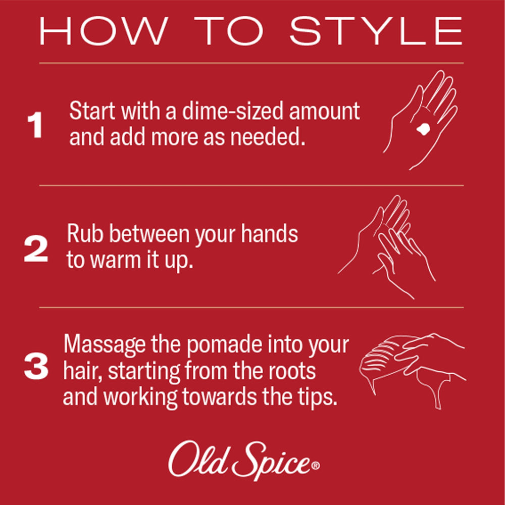 Old Spice Thickening Pomade hair-style shows medium hold for flexible shapes.