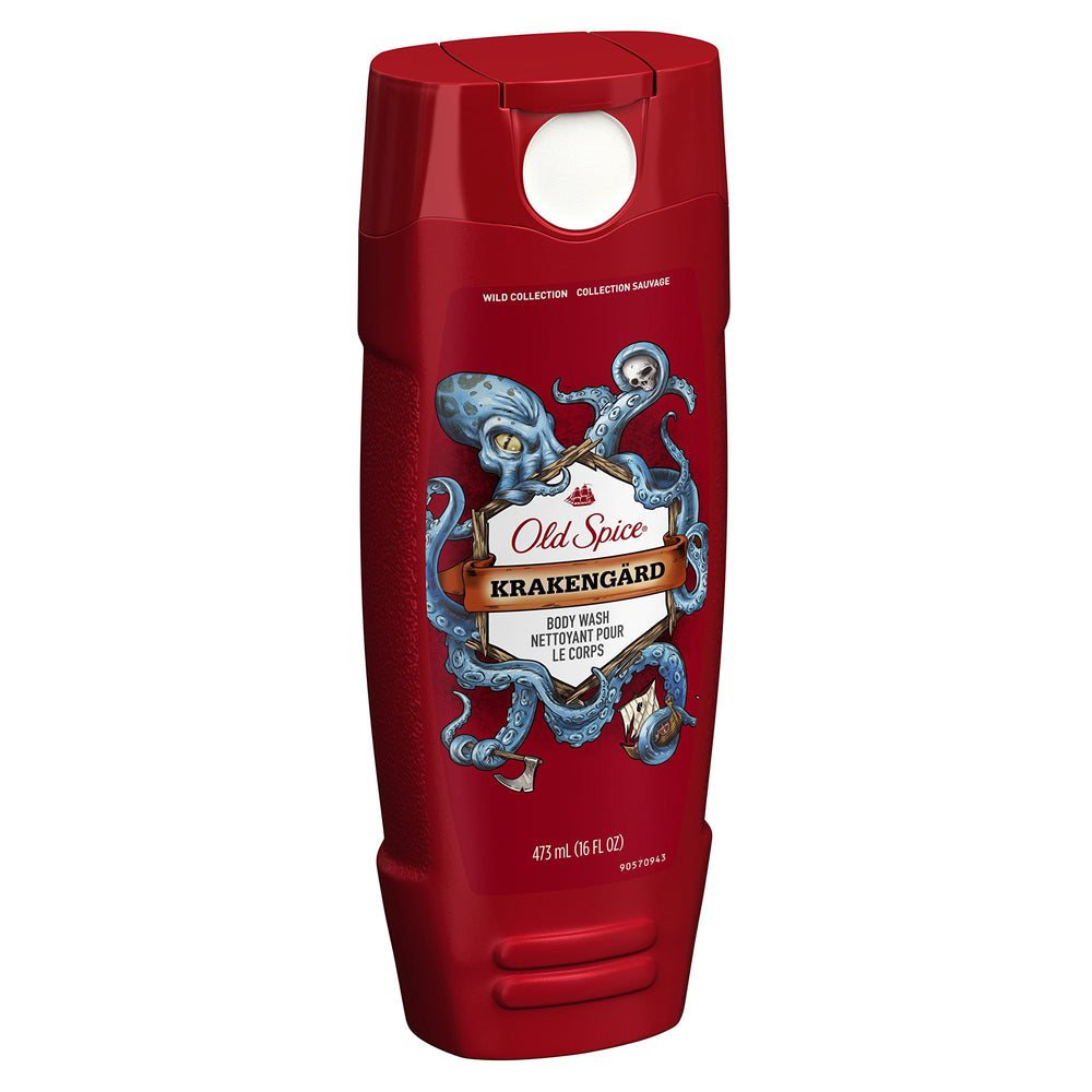 Old Spice Wild bottle close-up showing sturdy packaging and grip.