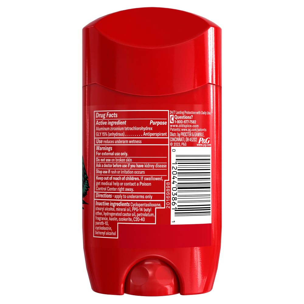 Old Spice Wolfthorn packaging front displays two-stick value for daily protection.