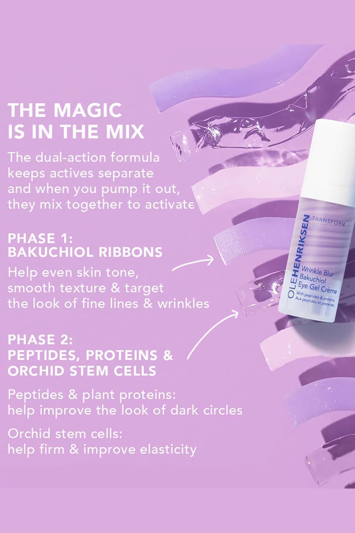 Ole Henriksen eye gel creme dispenser shows controlled application for precise dosing.