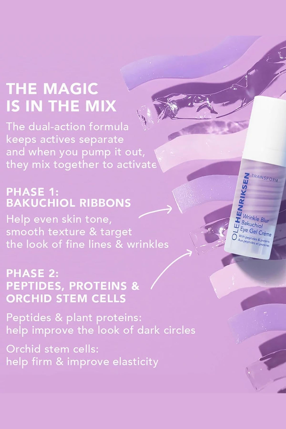 Ole Henriksen eye gel creme dispenser shows controlled application for precise dosing.