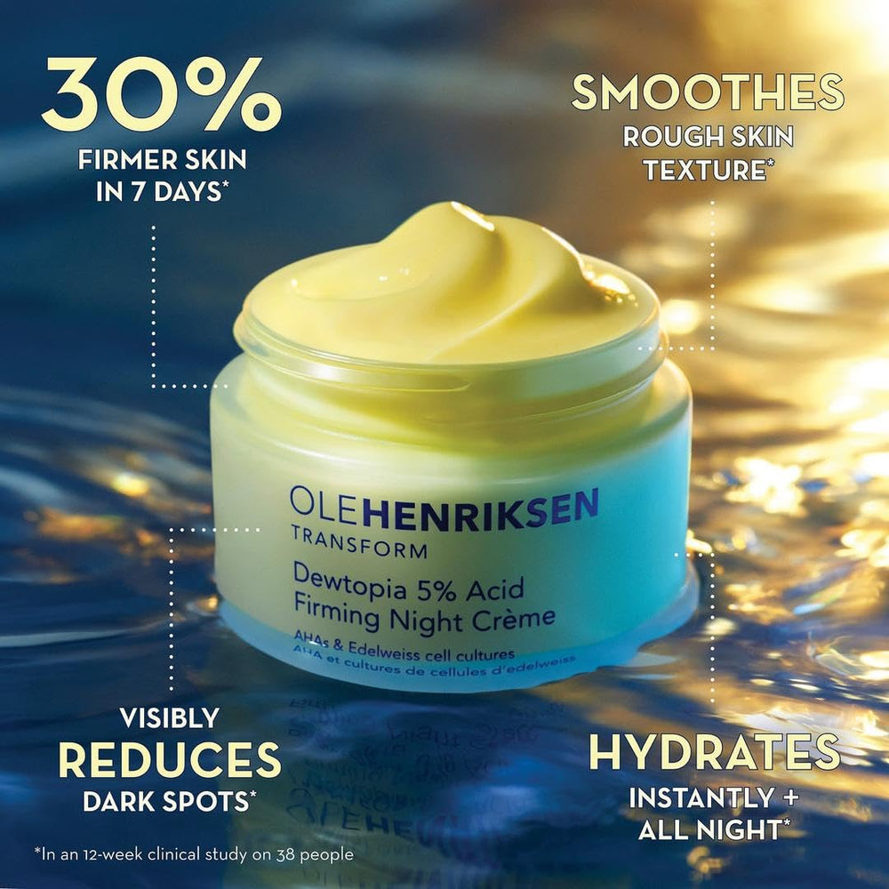Ole Henriksen Dewtopia shea butter layer provides deep nourishment for overnight comfort.