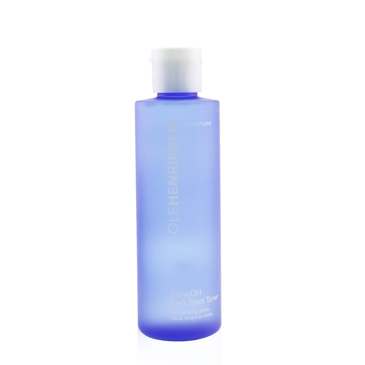 Ole Henriksen Glow2OH Dark Spot Toner bottle closeup highlights even skin tone.