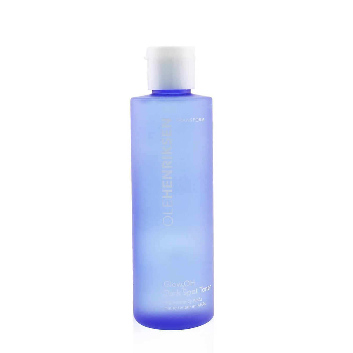 Ole Henriksen Glow2OH Dark Spot Toner bottle closeup highlights even skin tone.