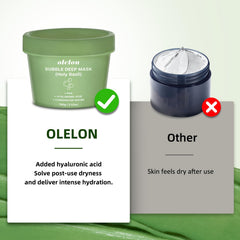 OLELON Holy Basil Bubble mask application moment reveals rich foam and gentle cleansing.