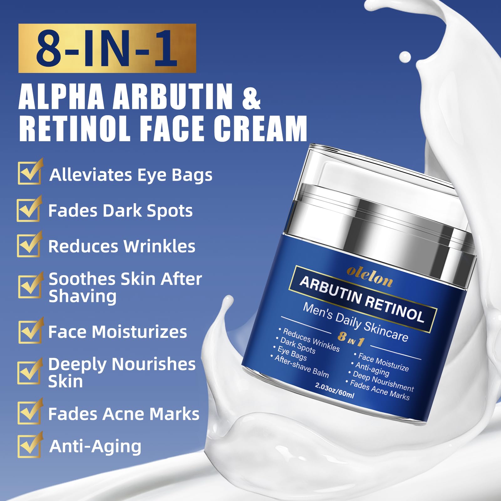 OLELON mens face cream texture swirl highlights rich, fast-absorbing formula