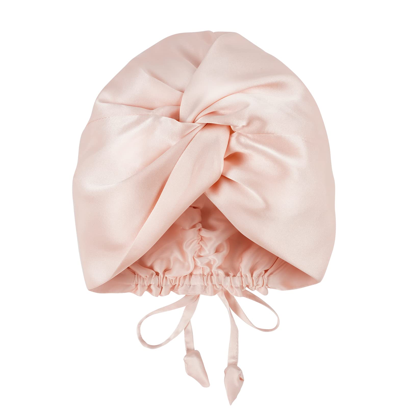 OLESILK Bonete de seda rosa con ajuste para dormir cómodo y suave.